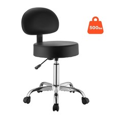 Rolling Stool with Back Support, 500 lbs Weight Capacity, Height Adjustable, Thi