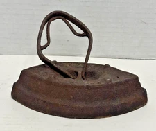 Antique sad iron clothes iron with Americana modified handle Early America