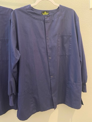 Lot Of 2-NATURAL UNIFORMS Warm Up Top Scrubs Jackets Lab Coats for Women’s Sz. L - Picture 3 of 15