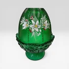 Fenton Stiegel Green Hand Painted Signed Floral Beaded Daisy Fairy Lamp Light