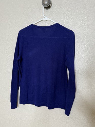 Suéter Charter Club Luxury Talla M Lana Merino Cuello Redondo Púrpura Profundo Delgado - Imagen 3 de 6