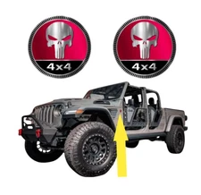 2x Skull Rated Car Fender Badges Car Emblem fits JEEP WRANGLER 4x4 SUV