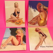 4 Vintage-Pin-up style swimsuit Postcards - Women Beach 4 1/4" x 5 1/2" postcard