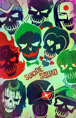 AA4348 Suicide Squad Film By David Ayer 2016 Faces Movie Poster 11x17