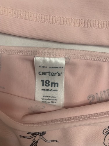 NWT Carters 18 month girl rash guard and bikini bottom—2piece swim Mermaid Pink - Picture 3 of 5