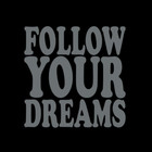 Follow Your Dreams Vinyl Sticker decal SILVER GLOSS 10 x 10 cm