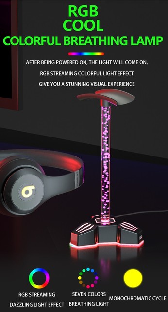 RGB LED Headphone Stand USB Control Desk Gaming Headset Holder Hanger NEW RGB LED Headphone Stand USB Control Desk Gaming Headset Holder Hanger NEW