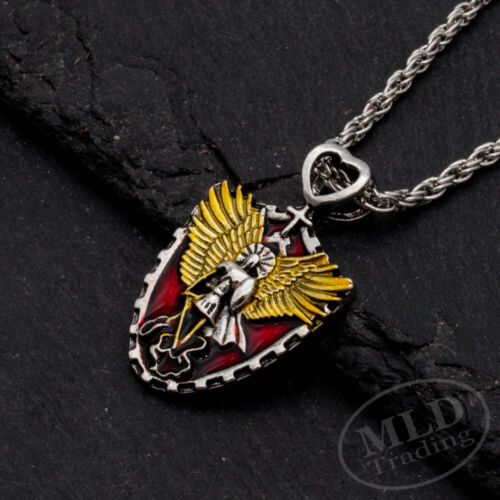 Collar Colgante Escudo Santo Arcángel Guerrero Ángel Guardián San Miguel - Imagen 8 de 13