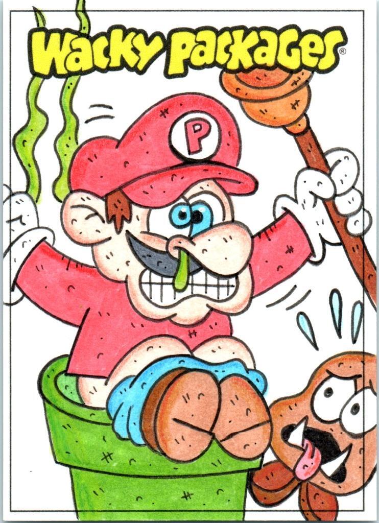 2024 WACKY PACKAGES DRAWN ARTIST SKETCH CARD POO PER MARIO by