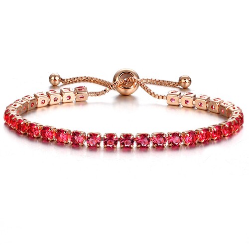 Rose Gold Adjustable Bridesmaid Tennis Bracelet Rhinestone Cubic Zircon Crystals - Picture 12 of 12