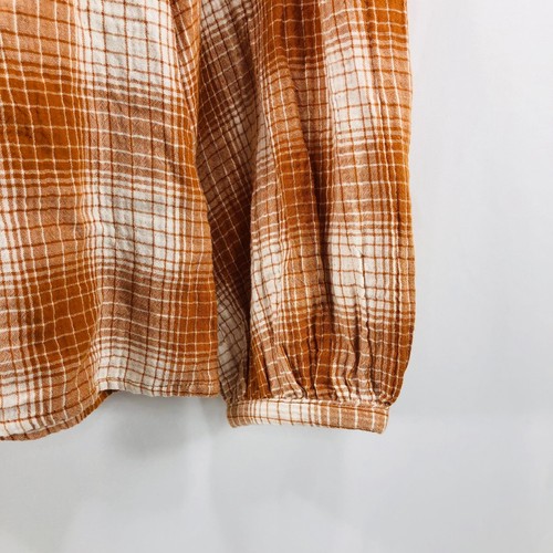 UNIVERSAL THREAD Women's Size M Rust Orange Plaid Long Sleeve Tunic Buttons - Picture 3 of 12