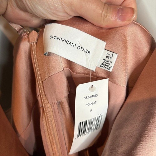 Neu mit Etikett Significant Other Maxikleid Aria Wasserfallausschnitt in Nougat - Bild 4 von 7