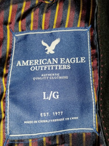 Vtg American Eagle 42R Large Flannel Navy White Stripe Sport Jacket Coat blazer - Picture 5 of 7