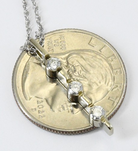 Estate 14K White Gold .30 CTTW Diamond Elongated Bar Necklace 3.02 Grams - Picture 9 of 9