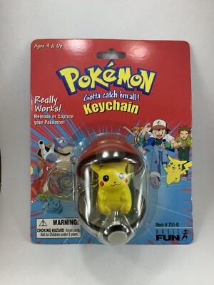 Pokemon Pikachu Keychain Pokeball Basic Fun Item # 751-0 Brand New