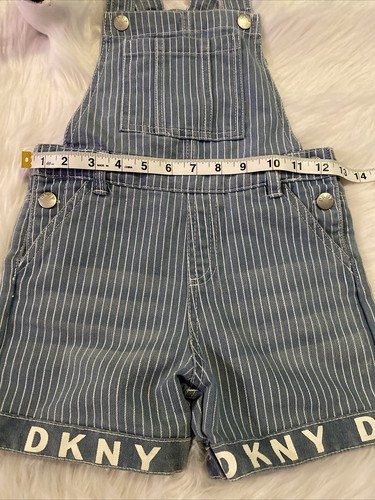 DKNY girls blue stripe logo overall shorts size 6 EUC - Picture 5 of 10