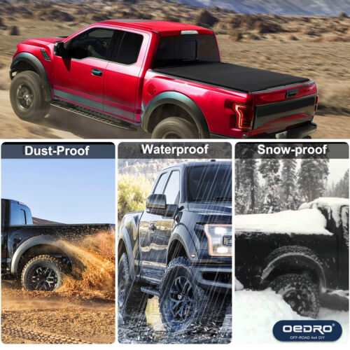 Soft 5.7ft 3-Fold Tonneau Cover Truck Bed for 2009- 2025 Dodge Ram 1500 Crew Cab - Picture 9 of 10