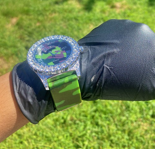 Reloj de piedra cúbica grande con banda de silicona números romanos helados, pulsera Hip Hop IcyMiami - Imagen 6 de 24