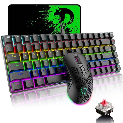 RF-84 Wired Mechanical Gaming Keyboard & Mouse Set Rainbow Backlit Programmable - Picture 12 of 14
