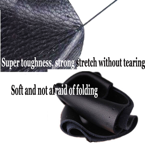 Black Leather DIY Car Steering Wheel Cover With Needles and Thread - Bild 10 von 11