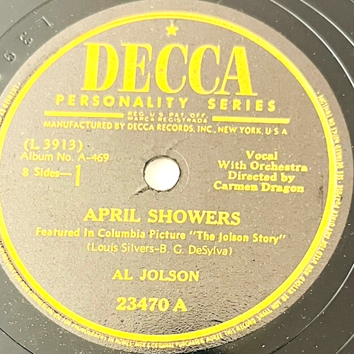 Al Jolson - April Showers / Swanee - Decca Records 23470 - 10" 78rpm - Picture 2 of 4
