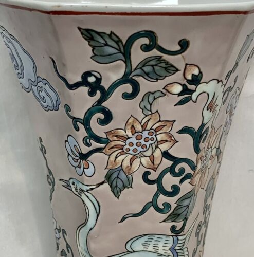 RARE enameled Chinese 10" Hexagon Vase Porcelain Qing Dynasty Kangzi. - Picture 2 of 12
