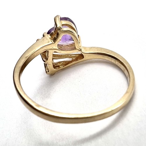 14K Solid Yellow Gold Amethyst Ring Natural Amethyst .74ct W/Accents Size 6.25 - Picture 3 of 11