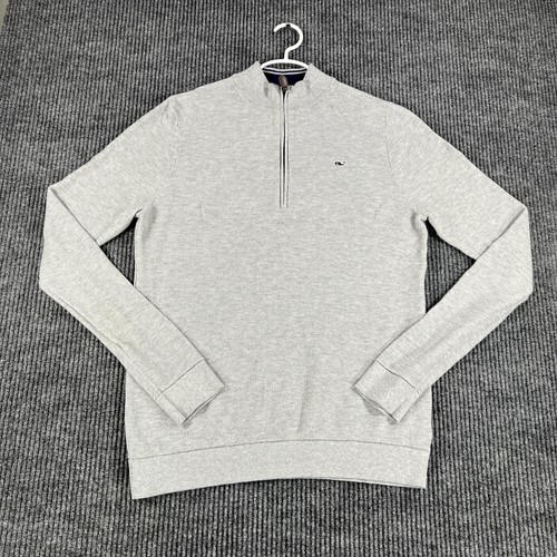 Vineyard Vines Pullover Youth XL Extra Large Gray Long Sleeve 1/4 Zip Mock Neck - Picture 3 of 13