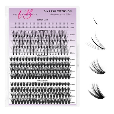 Xpertvolume Cluster Lash Extensiones de pestañas individuales de color negro