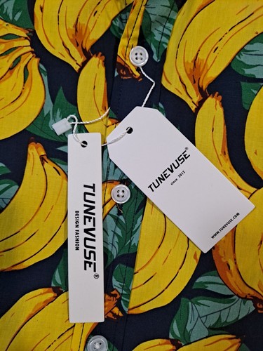 Tunevuse Regular Fit Hawaiian Banana Button Down Short Sleeve Shirt Size XL - Picture 4 of 8