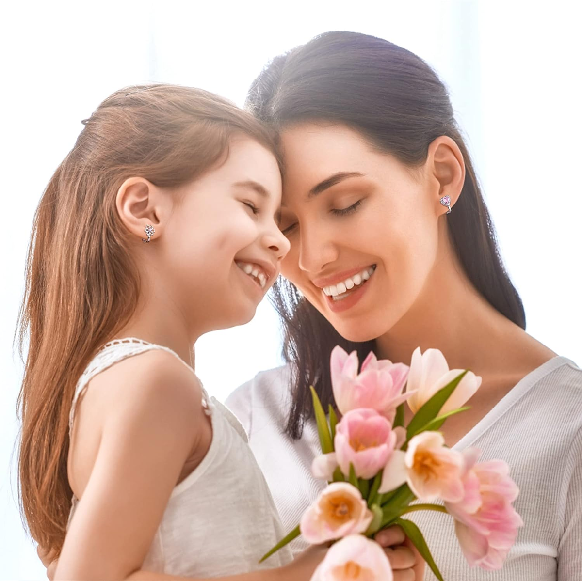 CHUANFU 6 Paar Clip Ohrringe Kinder - Hypoallergen Ohne Ohrlöcher Herz Stern Blumen