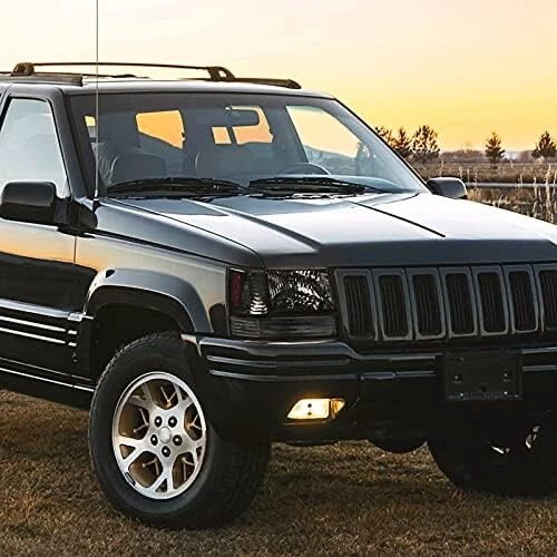 Juego de faros de humo para conductor y pasajero para Jeep Grand Cherokee 1993-1998 Foto 2 de 4