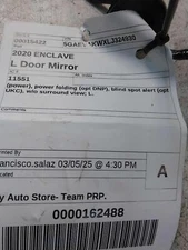 Used Left Door Mirror fits: 2020 Buick Enclave power power folding opt DNP blind
