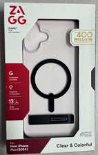 Zagg Piccadilly Snap Case with Kickstand & MagSafe iPhone 16 Plus Clear/Black