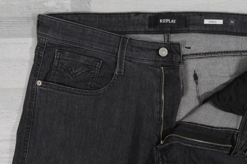 Replay ANBASS Jeans M914 Mens Slim Fit Tapered Back Grey Jeans W36 L32 - Picture 9 of 14