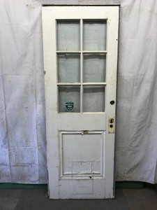 Wood Exterior Door 6 Lite Glass Architectural Salvage 30x80 Ebay