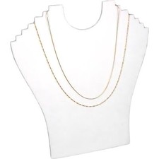 6 Tier White Flocked Chain & Necklace Jewelry Display Bust 9 1/4" x 9 1/2"