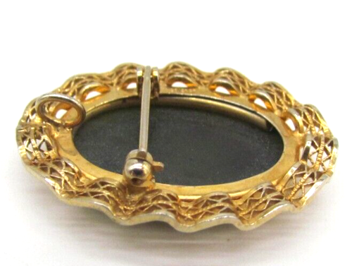 Vtg 12k Gold Filled Green Gemstone Brooch Pin Pendant - 1.5" long - Picture 6 of 7
