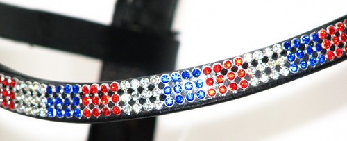 FSS 3 row Crystal Curve Shape OLYMPIC CLEAR SIAM RED COBALT BLUE German Browband - Picture 6 of 8