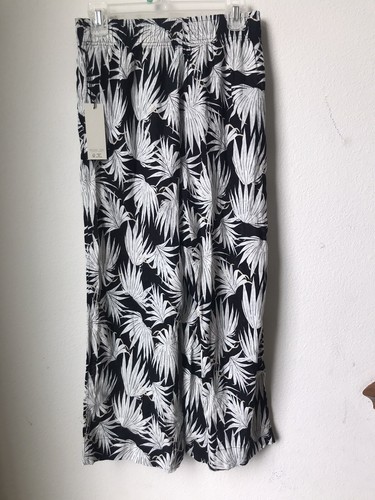 PANTALONES MUJER RACHEL ZOE NEGRO/BLANCO PALMA LINO/RAYÓN MEZCLA PIERNA ANCHA PEQUEÑOS NUEVOS CON ETIQUETAS - Imagen 5 de 9