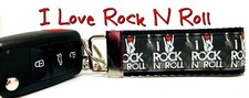 I Love Rock N Roll Key Fob Wristlet Keychain 11/4"wide Zipper pull Camera strap 