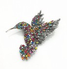 Hummingbird Bird Brooch Pin Women's Pink/Green/Blue Crystal Rhinestone