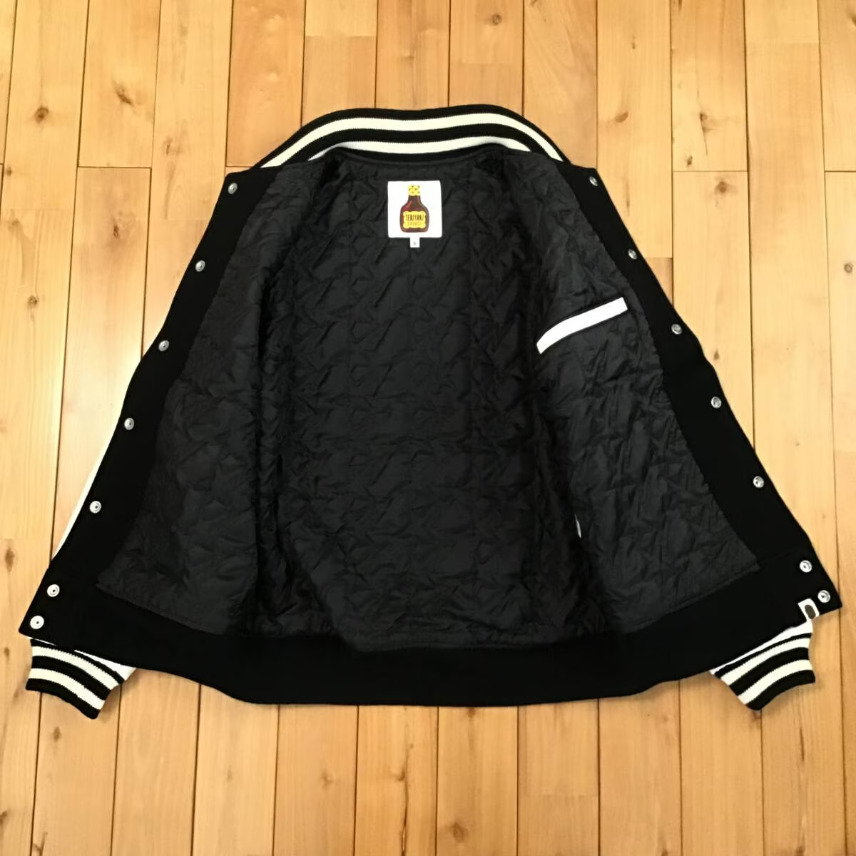 BAPE TERIYAKI BOYS leather sleeve varsity jacket Kanye NIGO A