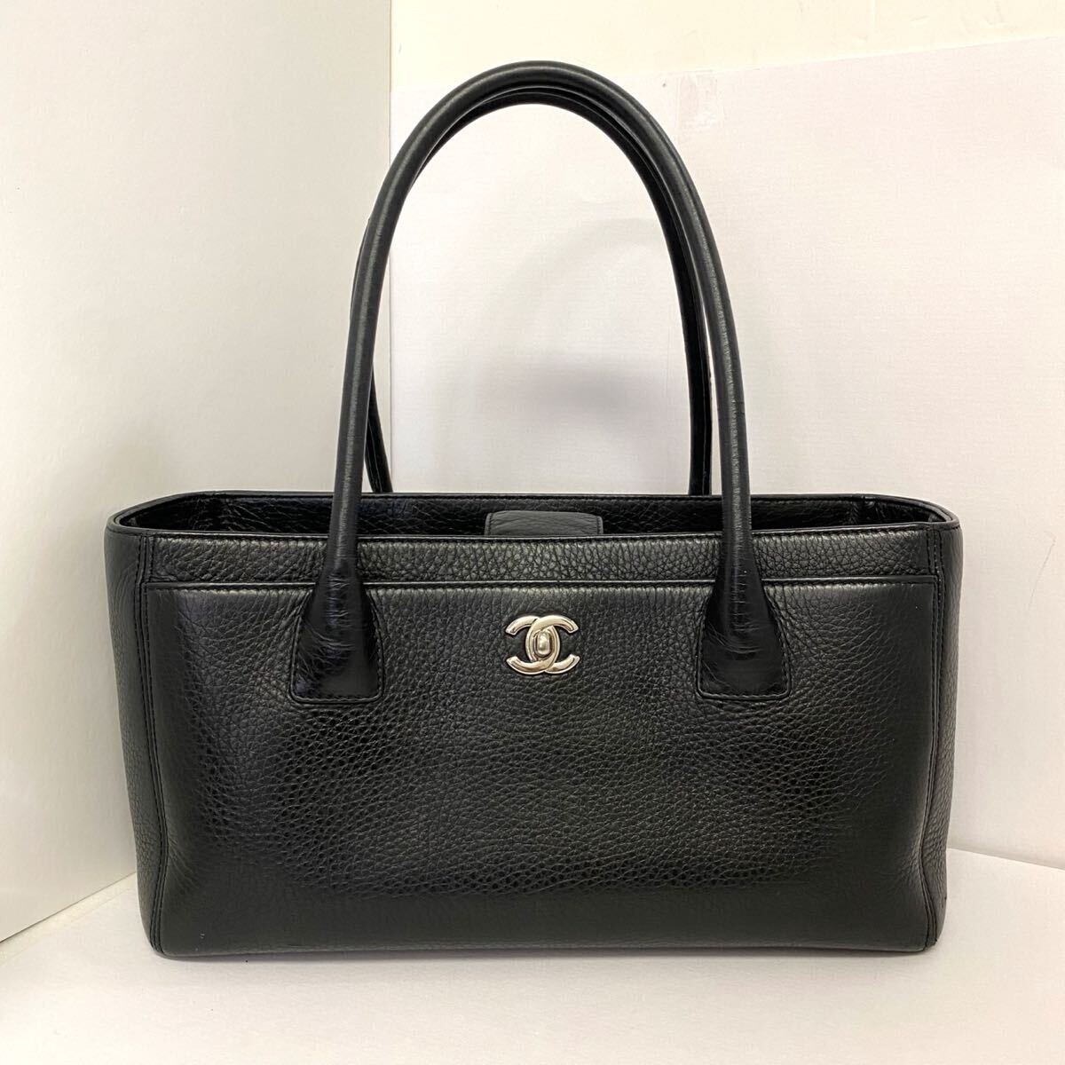 CHANEL Black Leather Turnlock Executive Tote Bag