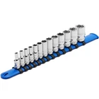13PCS 1/4"Drive Mid-Length Socket Set, 6-Point Mirror Chrome Metric 4mm to 15mm