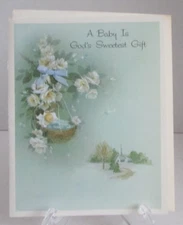 VINTAGE 50's 60's American Greetings New Baby God Congrats Greeting Card - NEW!