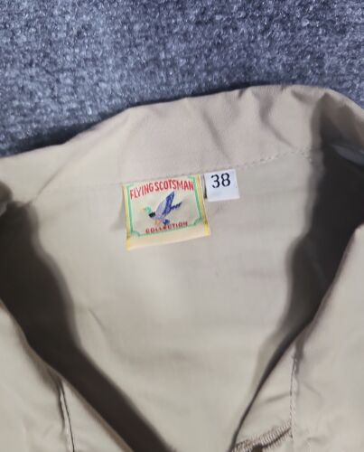 Vintage Flying Scotsman Jacket Coat Mens Size 38 Medium Khaki Tan Beige Zip 80's - Picture 3 of 8