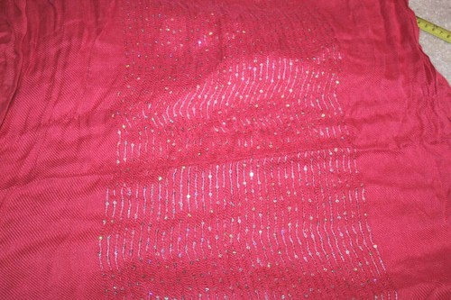 Lightweight Fashion Infinity Scarf Magenta 23x61" Soft Vanity Sequins Stripes - Picture 5 of 8