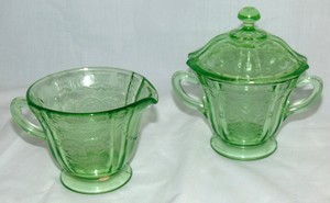 Federal-MADRID-GREEN-3-034-CREAMER-amp-SUGAR-w-LID-1