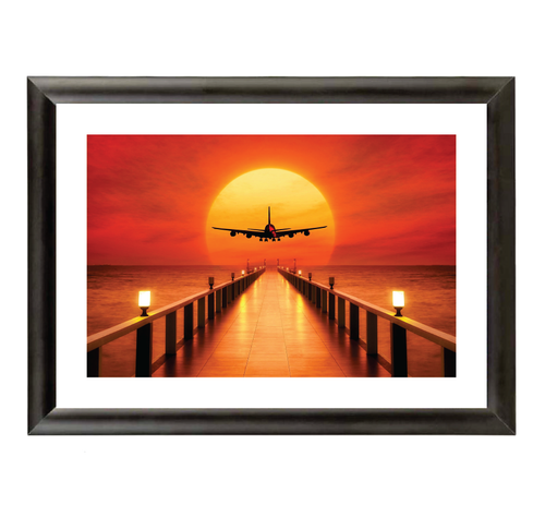 AEROPLANE BEACH SUNSET PHOTO ART FRAMED POSTER PRINT PICTURE FRAME A3 A4 A5 SIZE - Picture 7 of 15